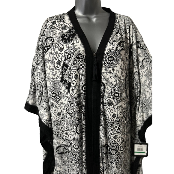 ELLEN TRACY Womens Caftan - Soft Stretch Jersey Zip Front Lounge Caftan L/XL - Picture 5 of 11